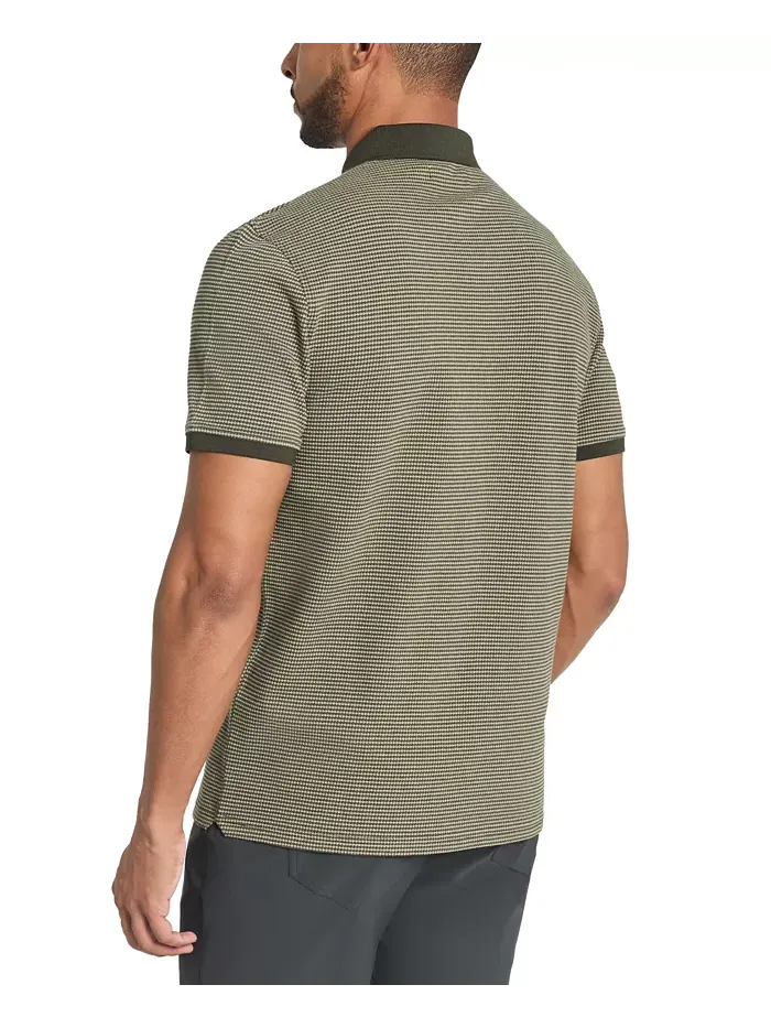 Мужская поло с текстурной вязкой Slim-Fit 4-Way Stretch Kenneth Cole — изображение 2 из 4, зеленый
