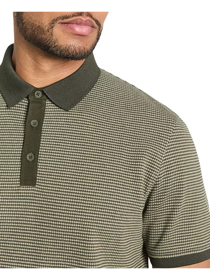 Мужская поло с текстурной вязкой Slim-Fit 4-Way Stretch Kenneth Cole — изображение 3 из 4, зеленый