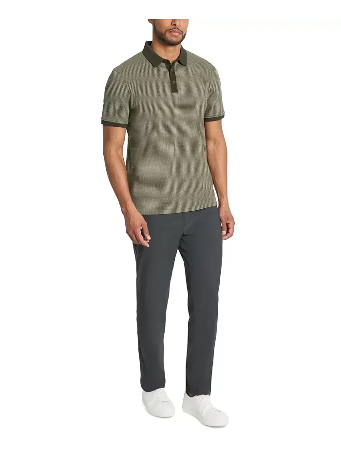 Мужская поло с текстурной вязкой Slim-Fit 4-Way Stretch Kenneth Cole — изображение 4 из 4, зеленый