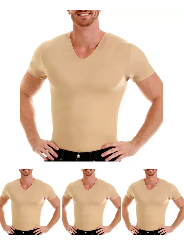 Мужские футболки с V-образным вырезом Insta Slim 3 Pack Compression, короткий рукав, размеры Big & — изображение 1 из 4