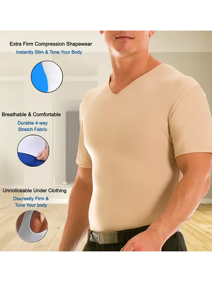 Мужские футболки с V-образным вырезом Insta Slim 3 Pack Compression, короткий рукав, размеры Big & — изображение 4 из 4