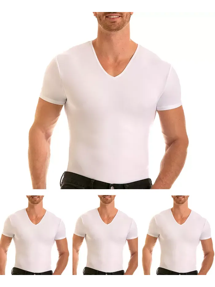 Мужские футболки с V-образным вырезом Insta Slim 3 Pack Compression, короткий рукав, размеры Big & — изображение 1 из 4