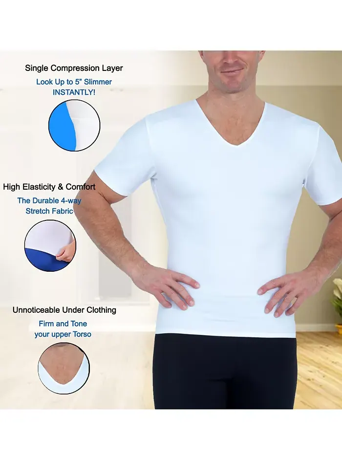 Мужские футболки с V-образным вырезом Insta Slim 3 Pack Compression, короткий рукав, размеры Big & — изображение 4 из 4