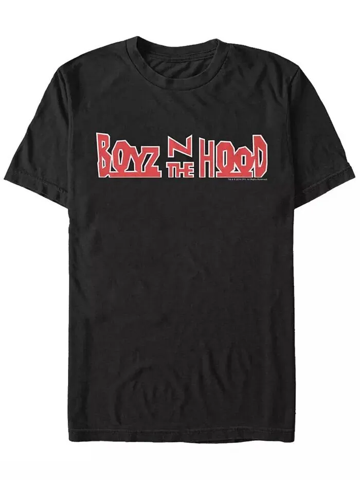 Футболка мужская Boys N The Hood с коротким рукавом и красным логотипом фильма с белым контуром — изображение 1 из 1, черный