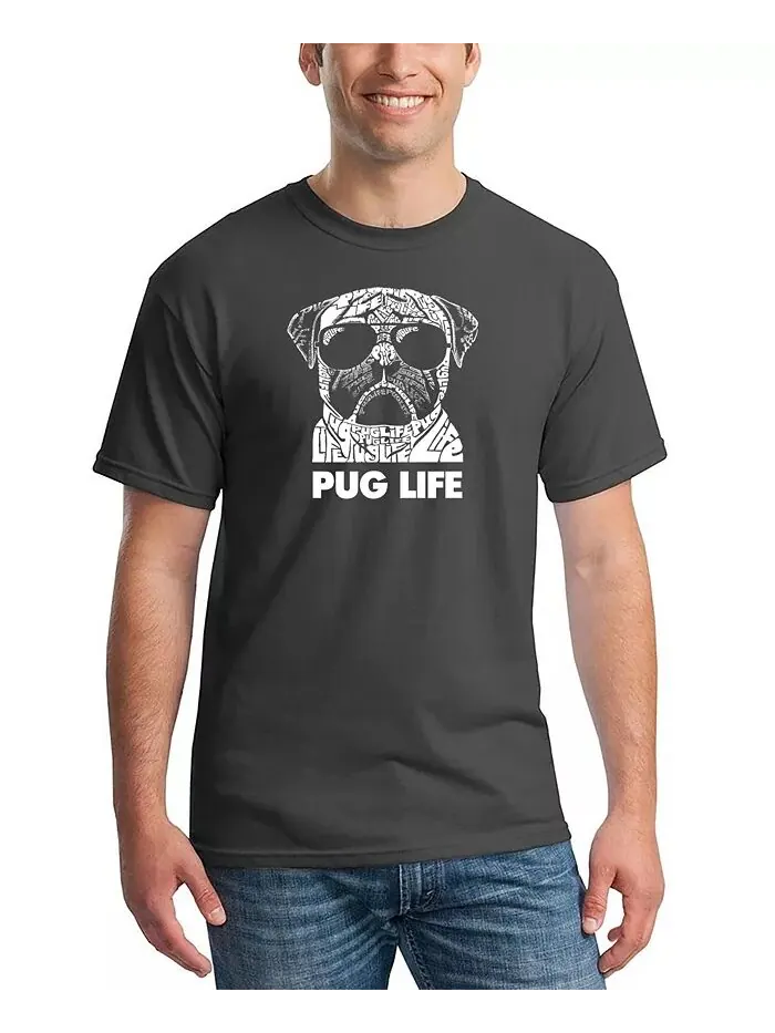 Футболка мужская Pug Life Word Art LA Pop Art — изображение 1 из 2, серый