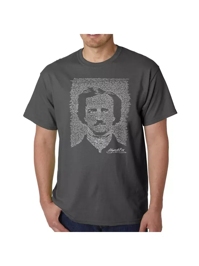 Мужская футболка с принтом - Edgar Allen Poe - The Raven LA Pop Art — изображение 3 из 3, черный