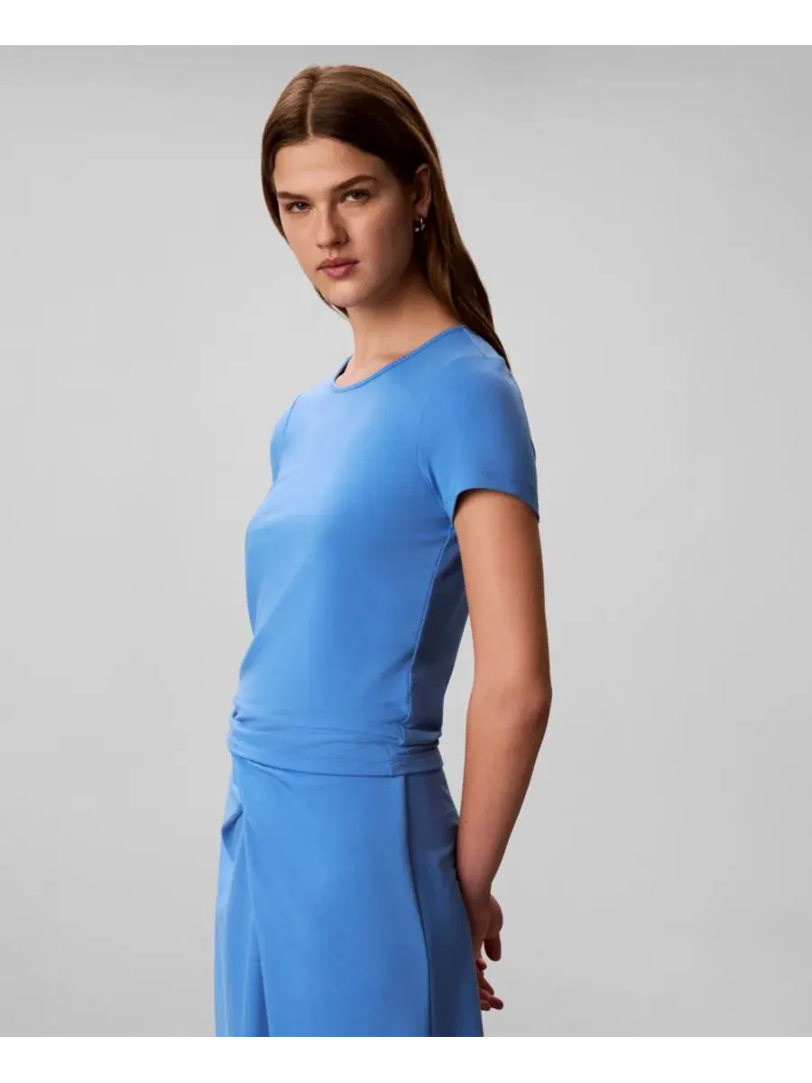 Женская облегающая футболка с круглым вырезом Calvin Klein — изображение 3 из 5, синий