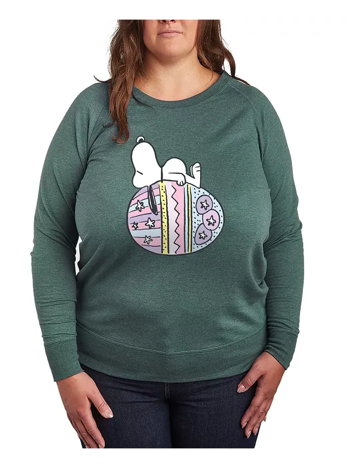 Футболка-пуловер с принтом пасхального яйца Peanuts Snoopy размера Plus Hybrid Apparel — изображение 1 из 3, зеленый