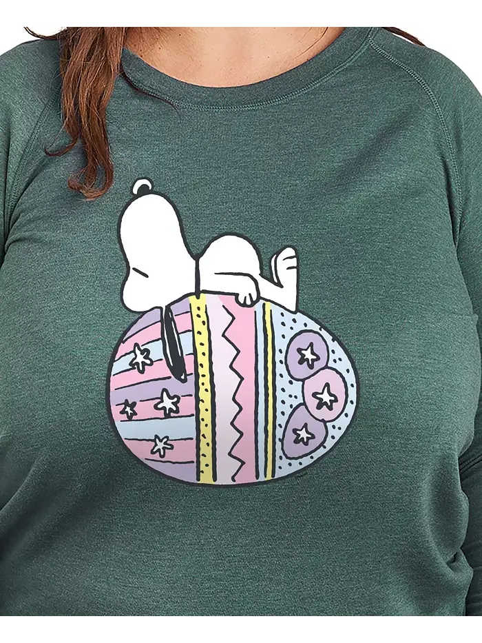 Футболка-пуловер с принтом пасхального яйца Peanuts Snoopy размера Plus Hybrid Apparel — изображение 3 из 3, зеленый