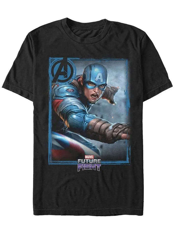 Мужской постер Marvel «Капитан Америка Gamerverse Avengers Future Fight», футболка с коротким — изображение 1 из 1, черный