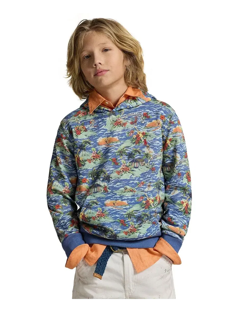 Детская толстовка с тропическим принтом (8-20 лет) Polo Ralph Lauren — изображение 1 из 7, синий