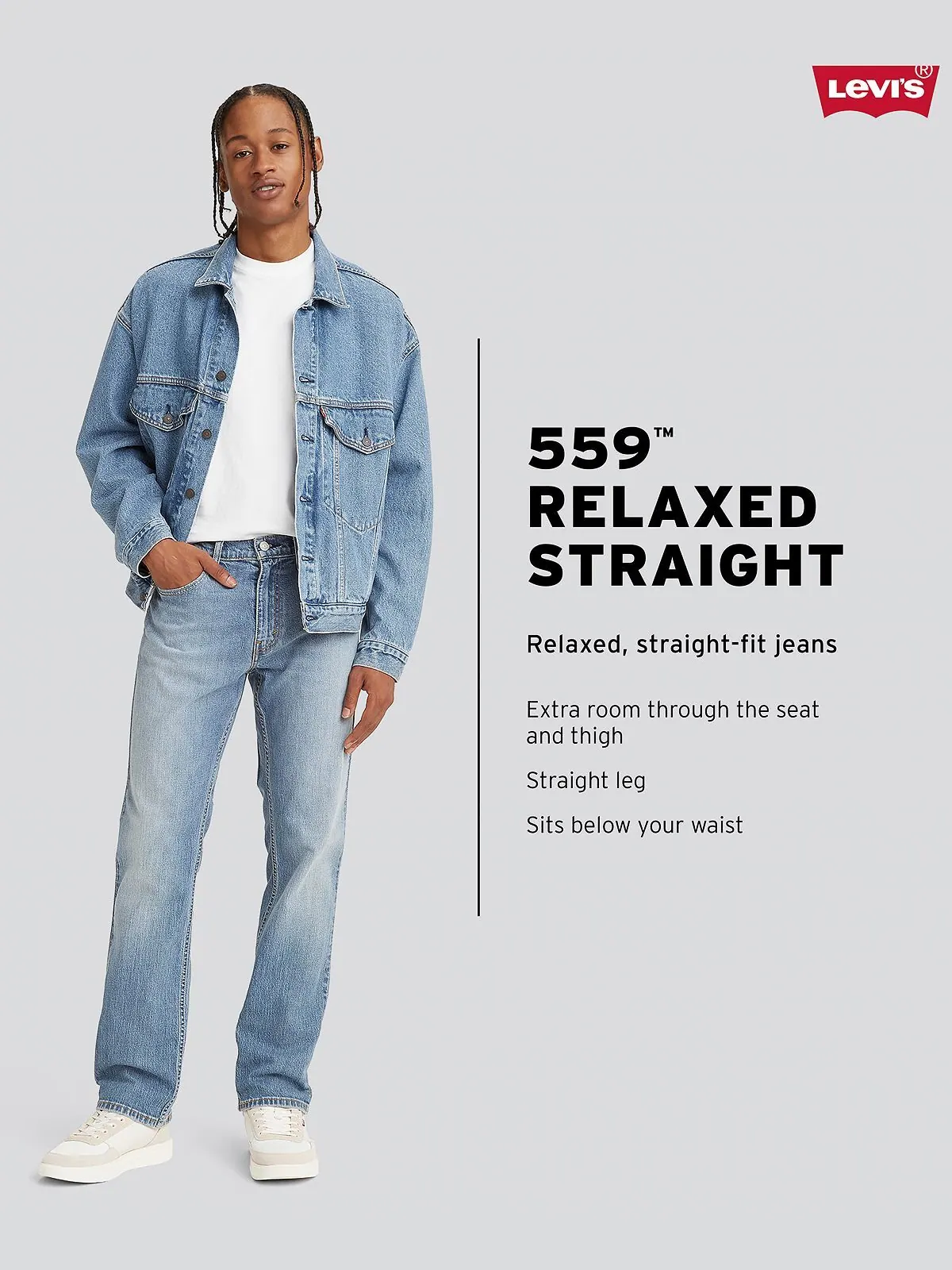 Мужские эластичные джинсы Levi's 559™ прямого кроя — изображение 4 из 5, тёмно-синий