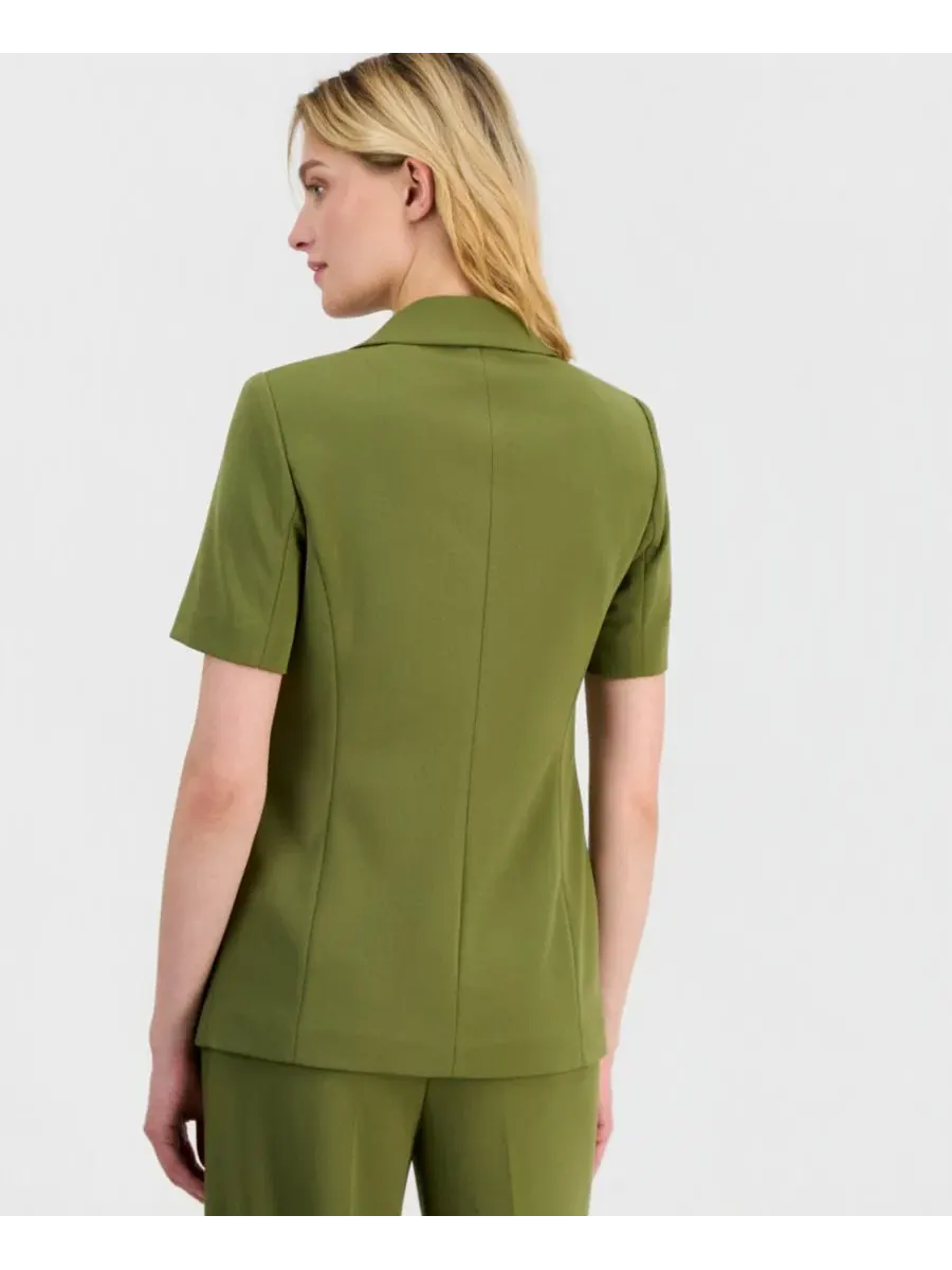 Женский блейзер с короткими рукавами и открытой передней частью Anne Klein — изображение 2 из 3, зеленый