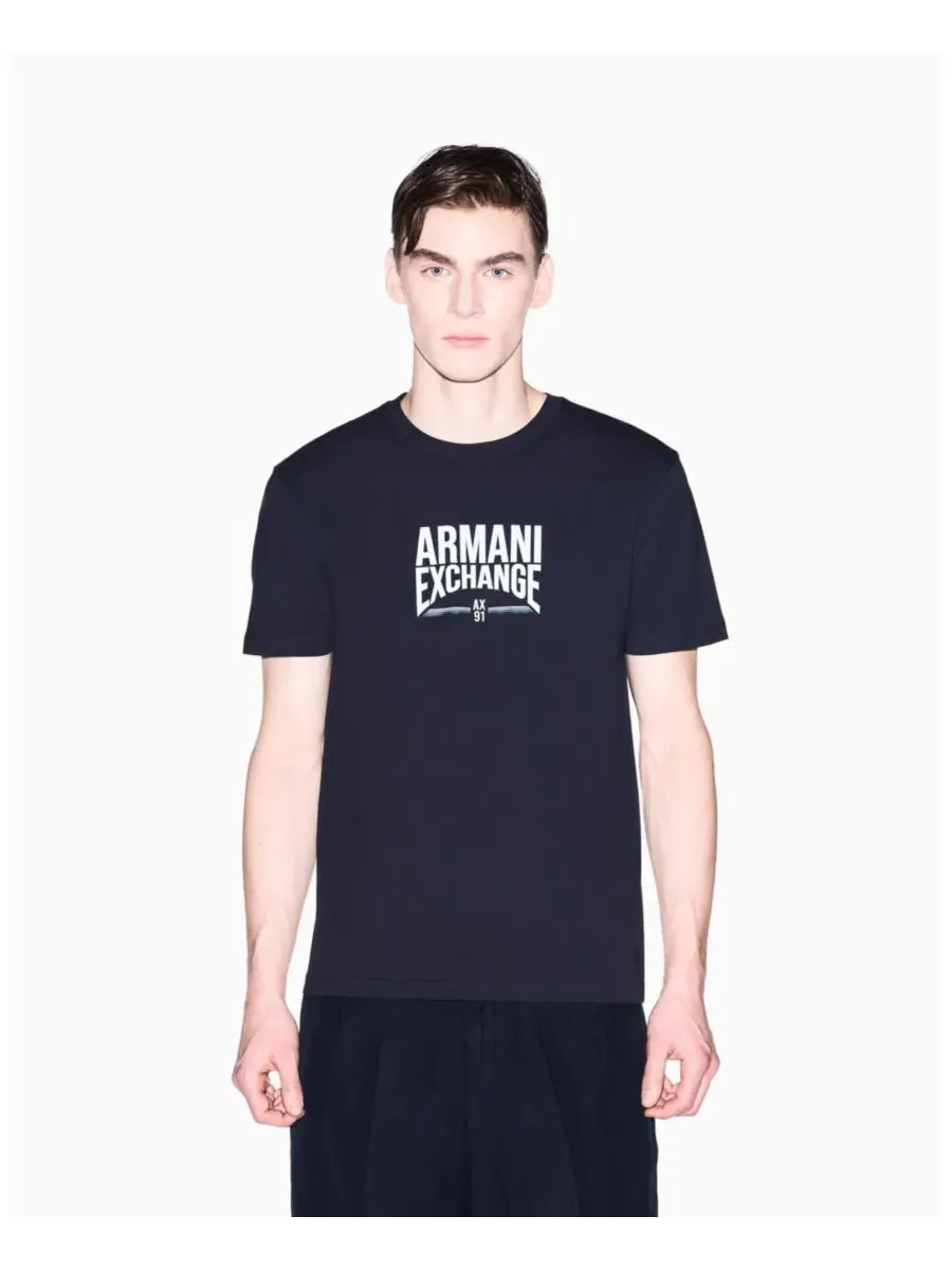 Мужская футболка с коротким рукавом и университетским логотипом A|X Armani Exchange — изображение 1 из 5