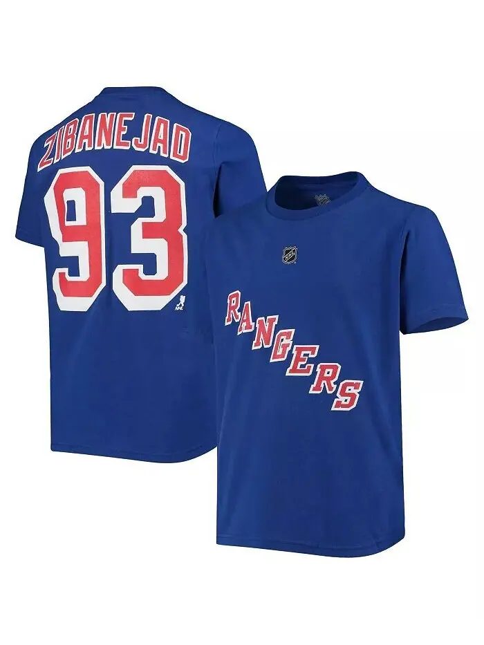 Футболка с именем и номером игрока Big Boys Mika Zibanejad Blue New York Rangers Outerstuff — изображение 1 из 3