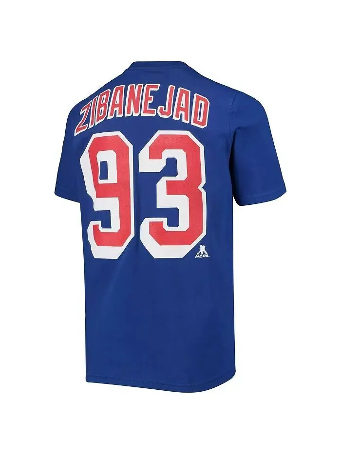 Синяя футболка Big Boys Mika Zibanejad New York Rangers с именем и номером игрока Outerstuff — изображение 3 из 3, синий