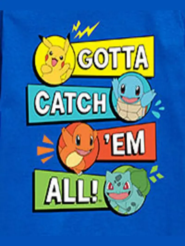 Футболка с принтом "Gotta Catch Em All" для мальчиков старшего возраста Pokémon Pokemon — изображение 3 из 3, синий