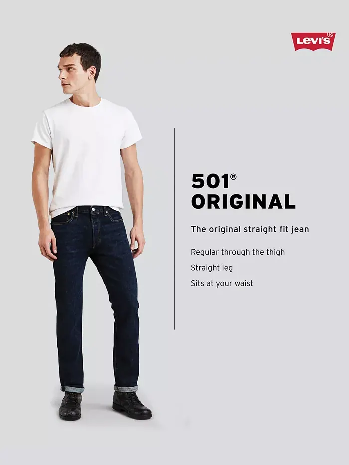 Мужские джинсы Levi's 501 Original Shrink-to-Fit, синий деним, без стрейча — изображение 6 из 9