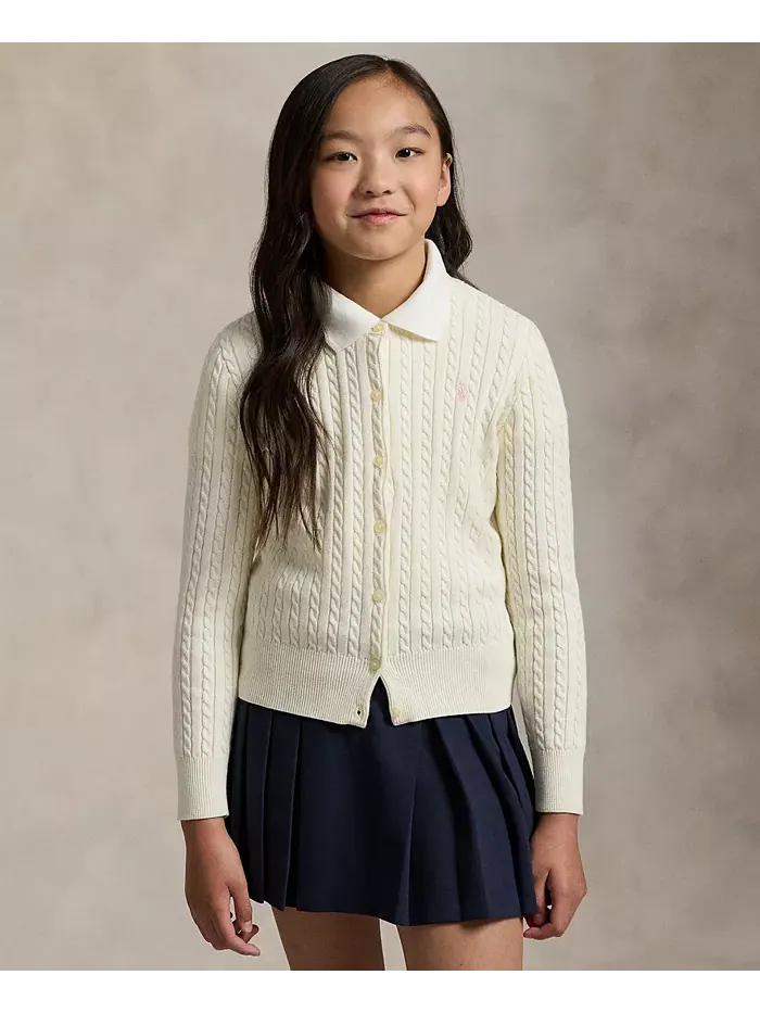 Детская кардиган из хлопка с косой вязкой для девочек 7-16 лет Polo Ralph Lauren