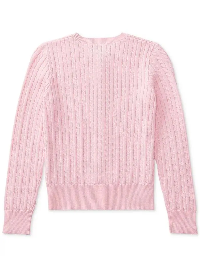 Хлопковый кардиган косой вязки для больших девочек Polo Ralph Lauren — изображение 5 из 7, яркий белый
