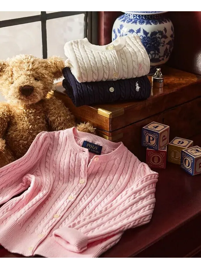 Хлопковый кардиган косой вязки для больших девочек Polo Ralph Lauren — изображение 7 из 7, яркий белый