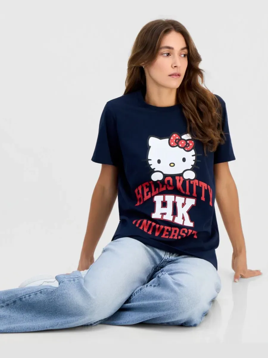 Футболка Hello Kitty University с коротким рукавом Grayson Threads, The Label — изображение 3 из 4, темно-синий