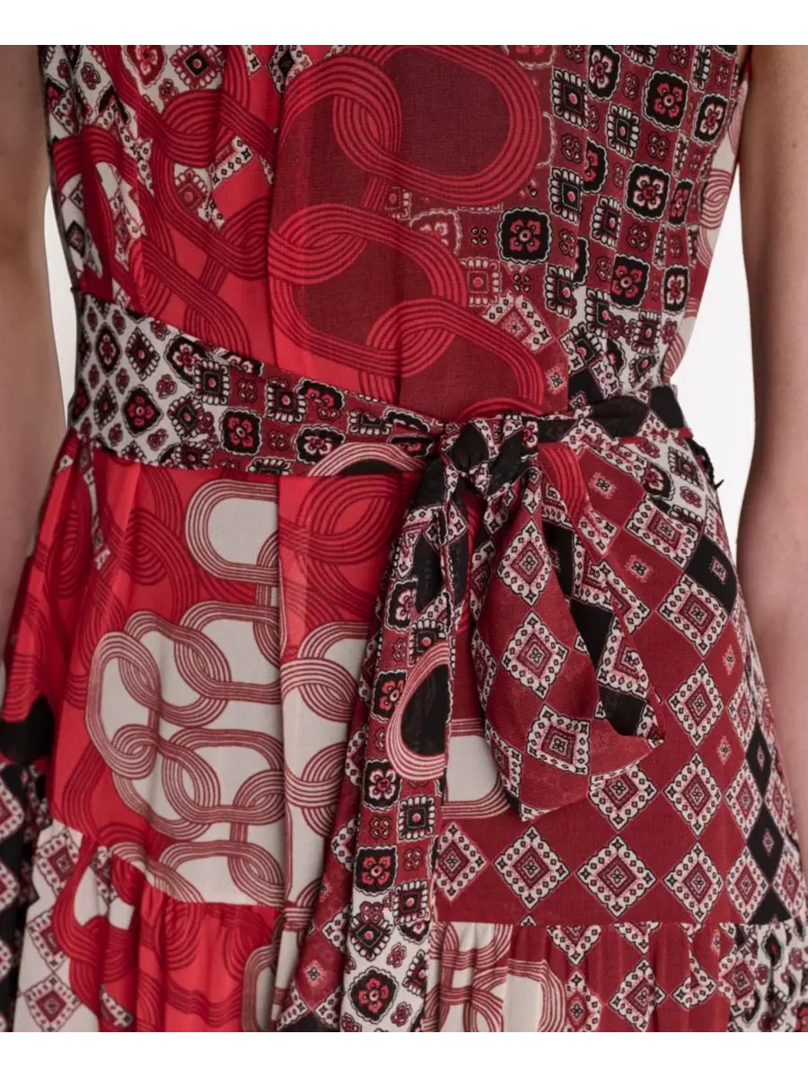 Платье-макси с принтом Patchwork Chiffon Halter BCBG — изображение 4 из 5, мульти