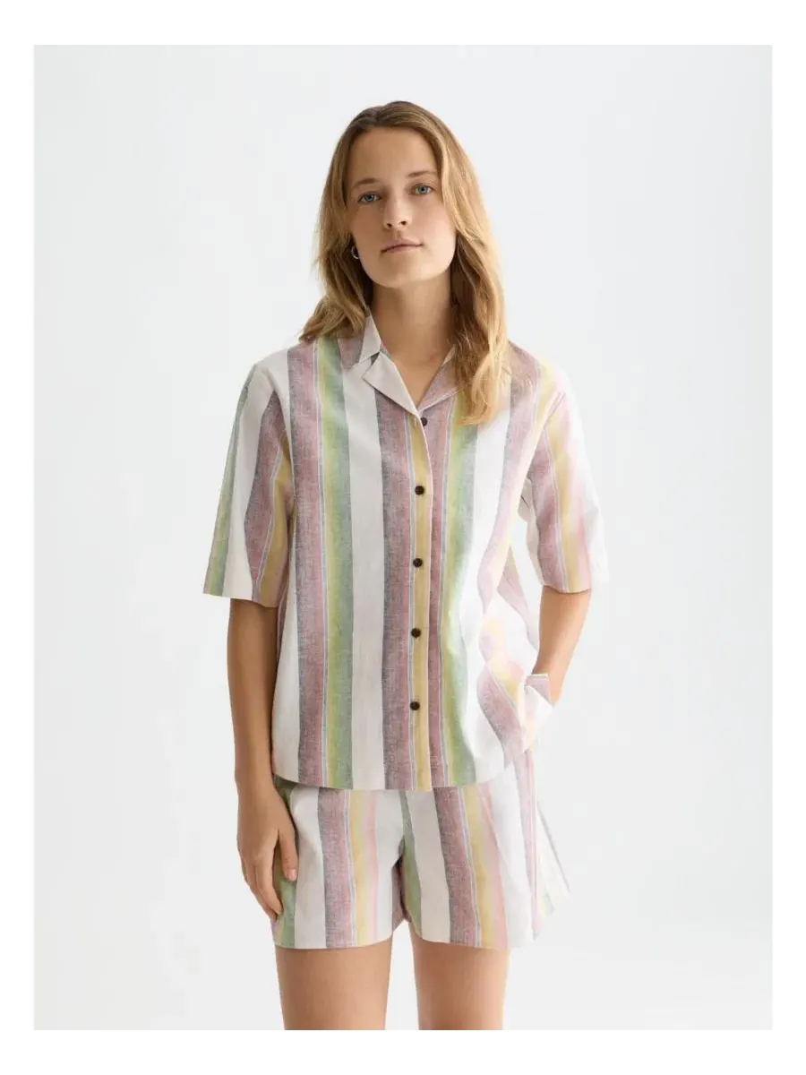 Рубашка с коротким рукавом и воротником, модель Faded Striped SCOTCH & SODA — изображение 1 из 6, мульти
