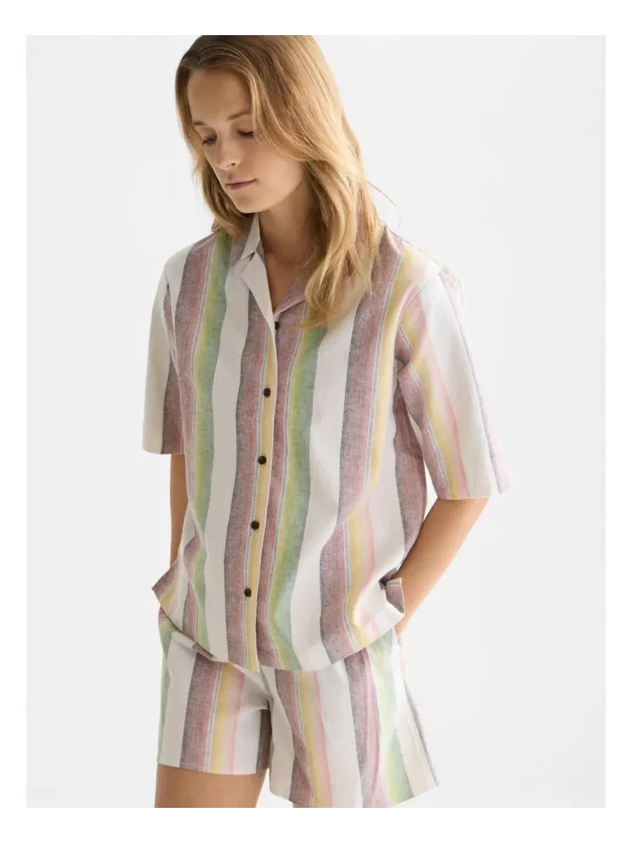 Рубашка с коротким рукавом и воротником, модель Faded Striped SCOTCH & SODA — изображение 2 из 6, мульти