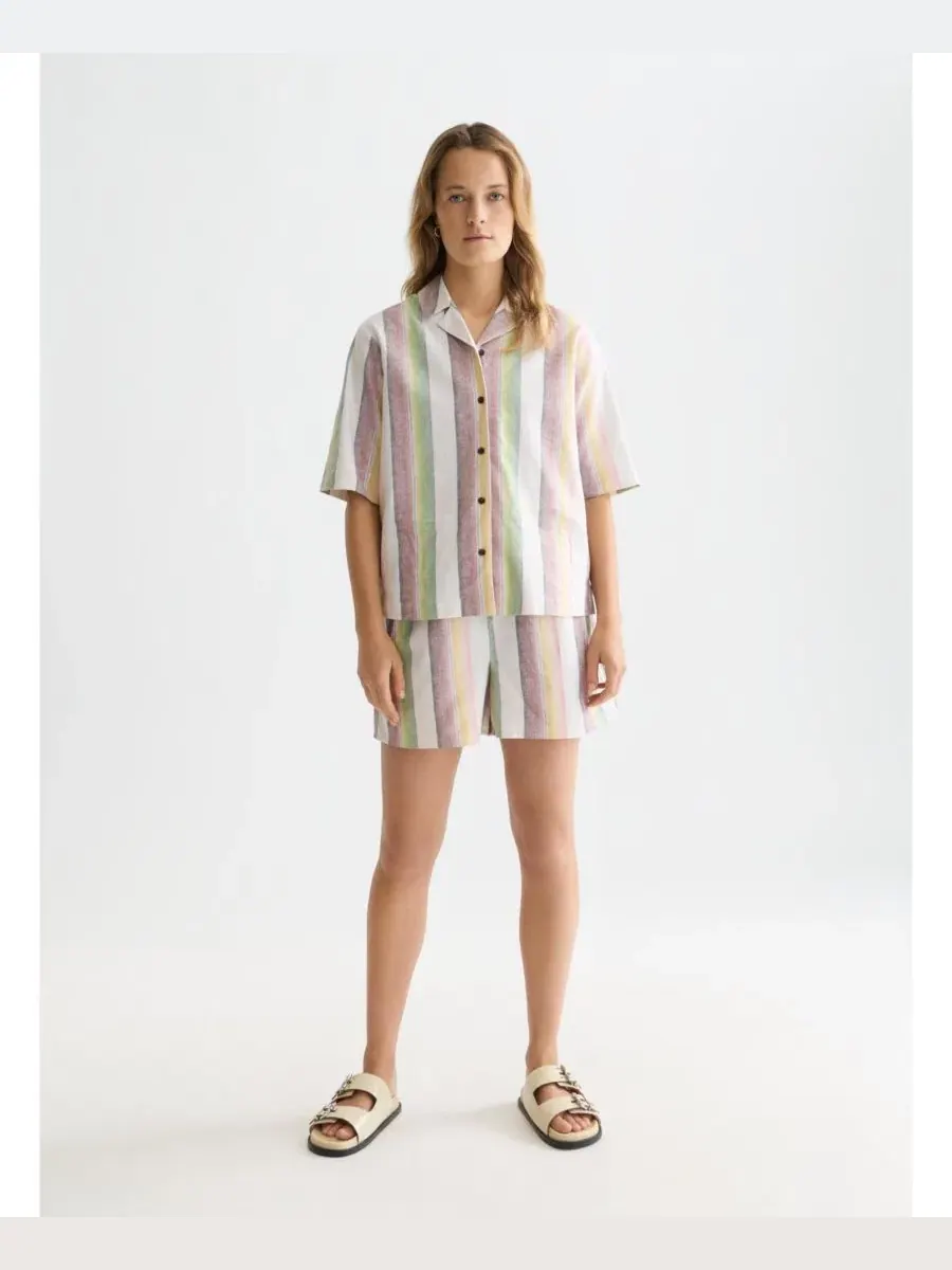 Рубашка с коротким рукавом и воротником, модель Faded Striped SCOTCH & SODA — изображение 3 из 6, мульти