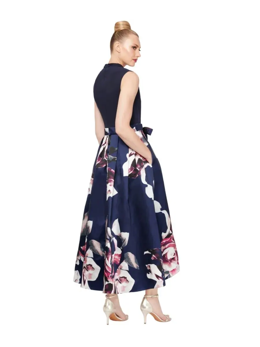 Платье для вечеринки с юбкой из микадо и принтом, модель V-Neck Party Dress SL Fashions — изображение 3 из 3