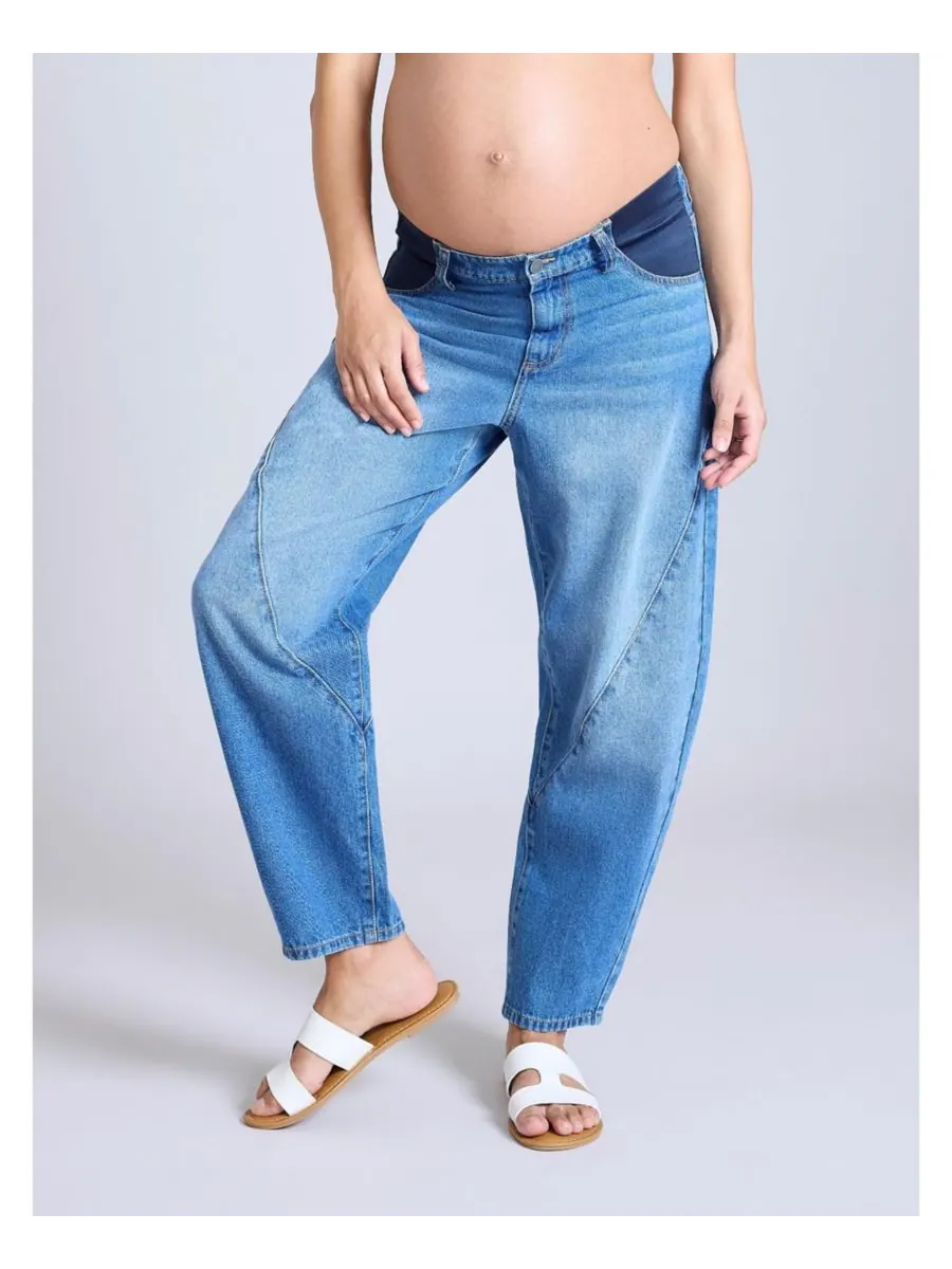 Джинсы-бочонки для беременных Under the Belly Barrel Leg Jeans - Материнство Motherhood Maternity — изображение 1 из 5