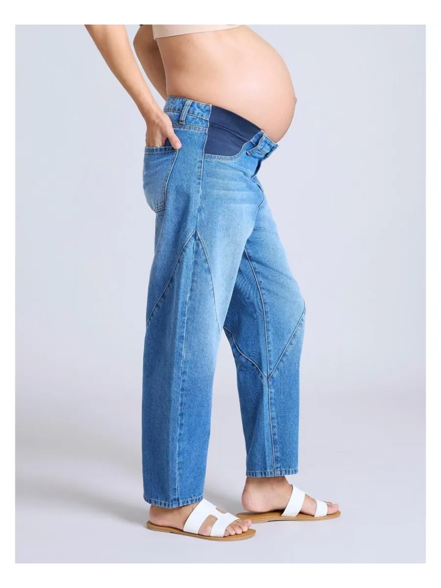 Джинсы-бочонки для беременных Under the Belly Barrel Leg Jeans - Материнство Motherhood Maternity — изображение 3 из 5