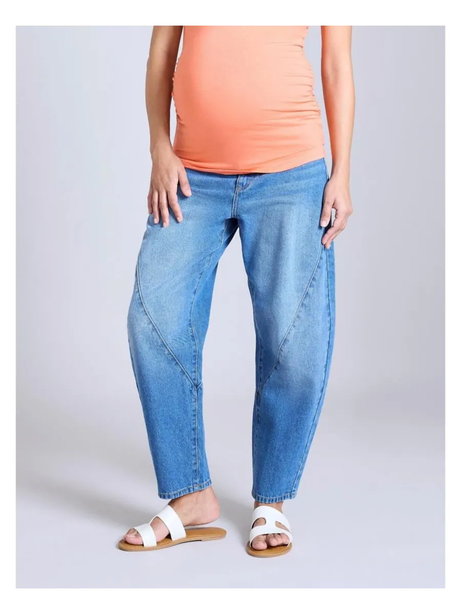 Джинсы-бочонки для беременных Under the Belly Barrel Leg Jeans - Материнство Motherhood Maternity — изображение 4 из 5