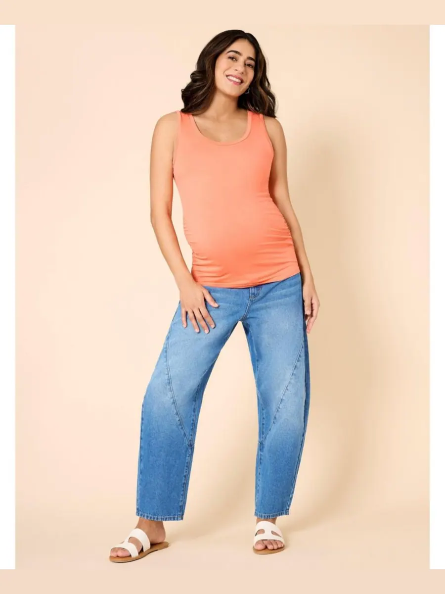 Джинсы-бочонки для беременных Under the Belly Barrel Leg Jeans - Материнство Motherhood Maternity — изображение 5 из 5