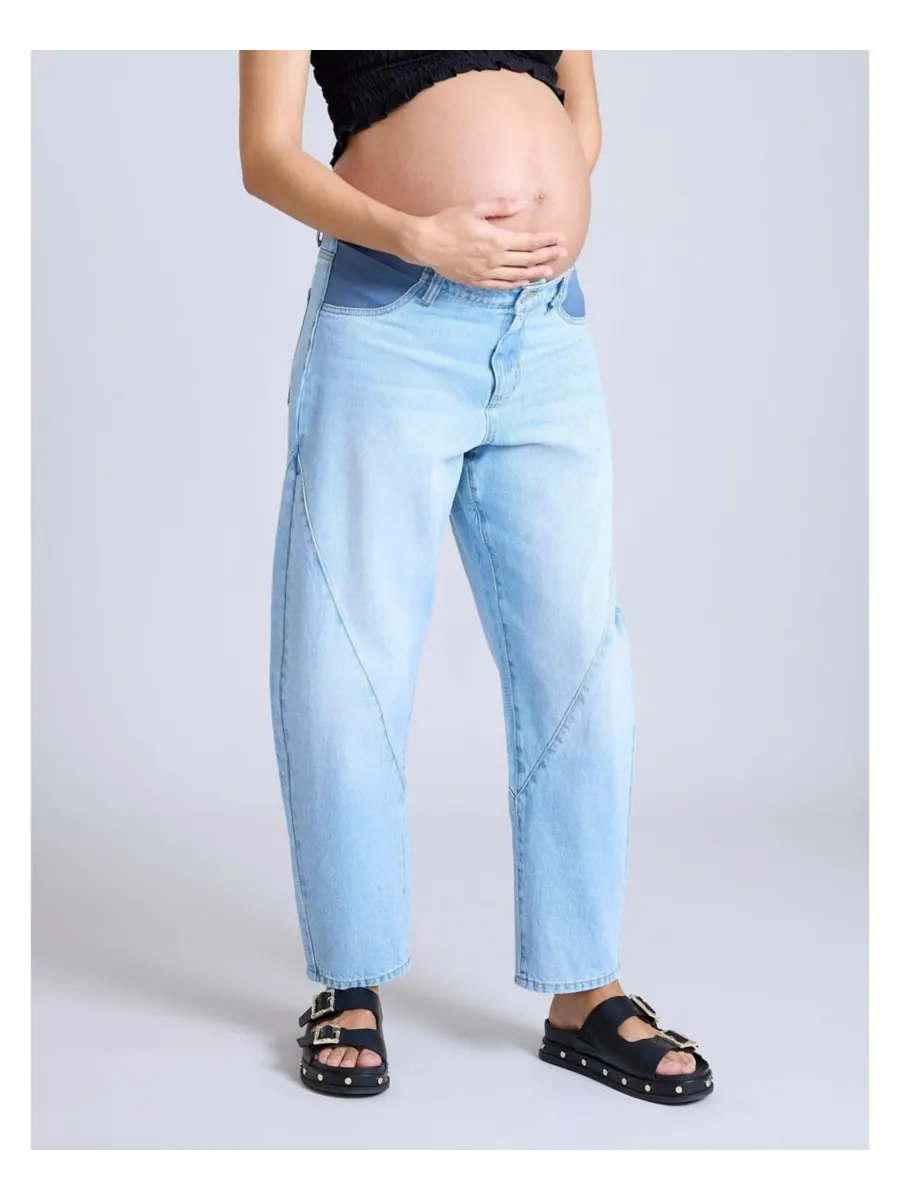 Джинсы-бочонки для беременных Under the Belly Barrel Leg Jeans - Материнство Motherhood Maternity — изображение 1 из 5