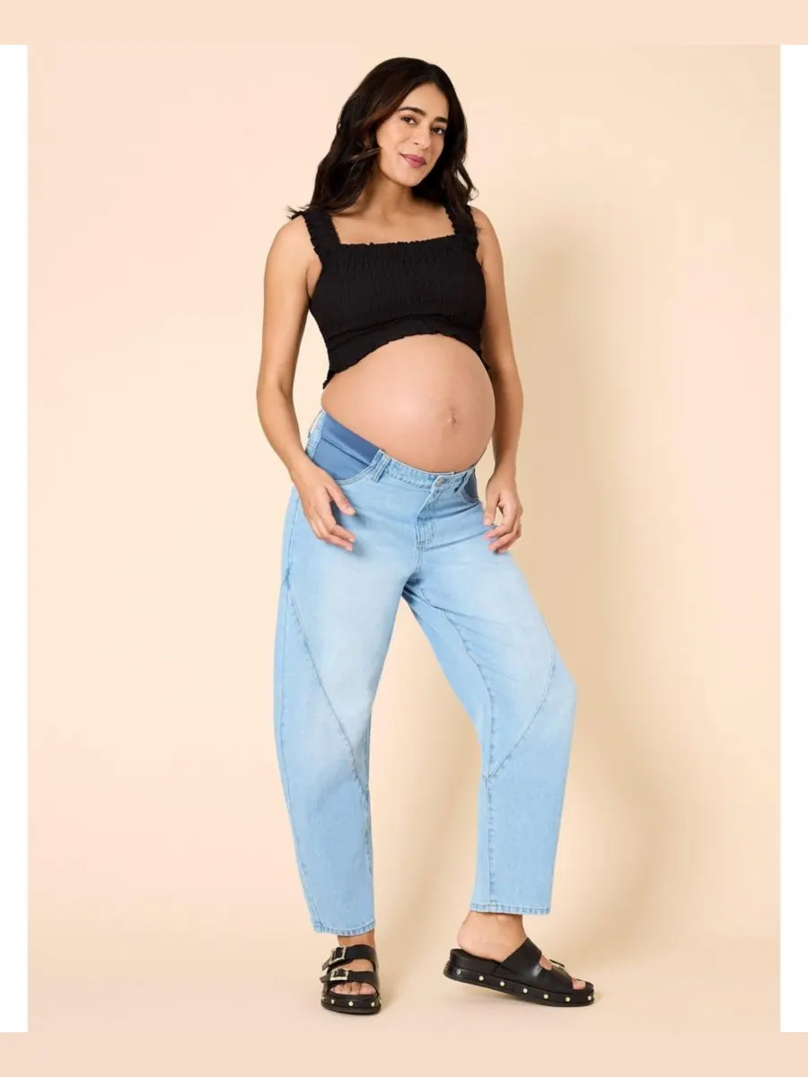 Джинсы-бочонки для беременных Under the Belly Barrel Leg Jeans - Материнство Motherhood Maternity — изображение 5 из 5