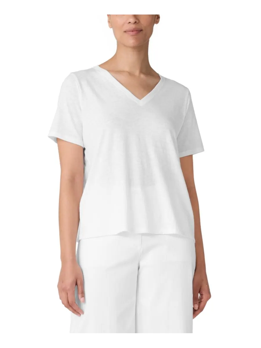 Женская футболка с V-образным вырезом Eileen Fisher — изображение 1 из 4, белый