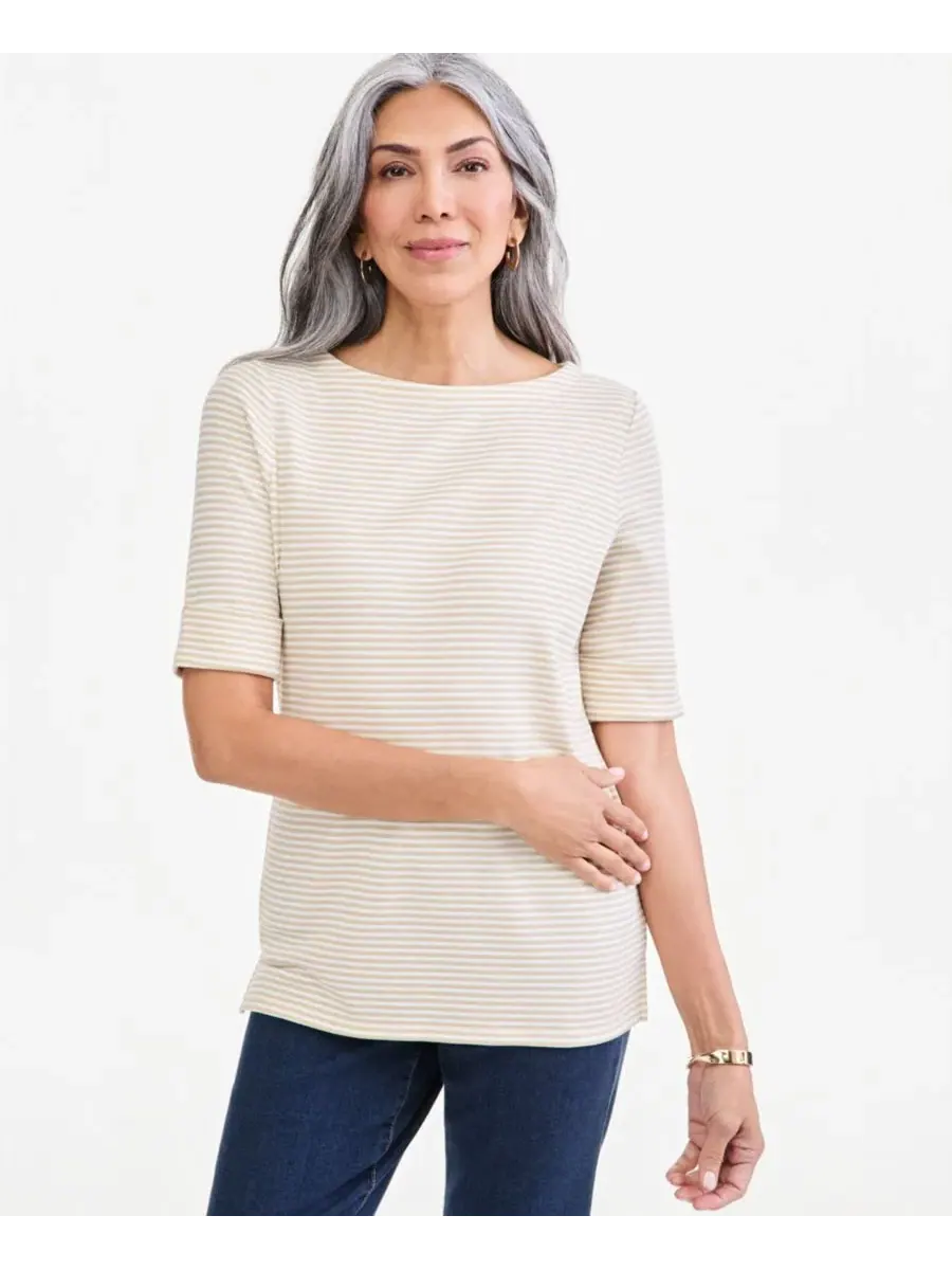 Футболка с лодочкой и рукавом 3/4 Style & Co