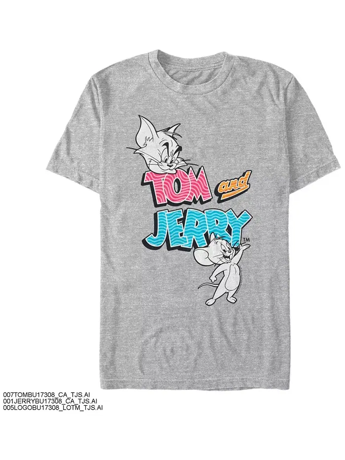 Мужская футболка с коротким рукавом Tom Jerry Pattern Logo W White Characters Fifth Sun — изображение 1 из 1, приглушенный