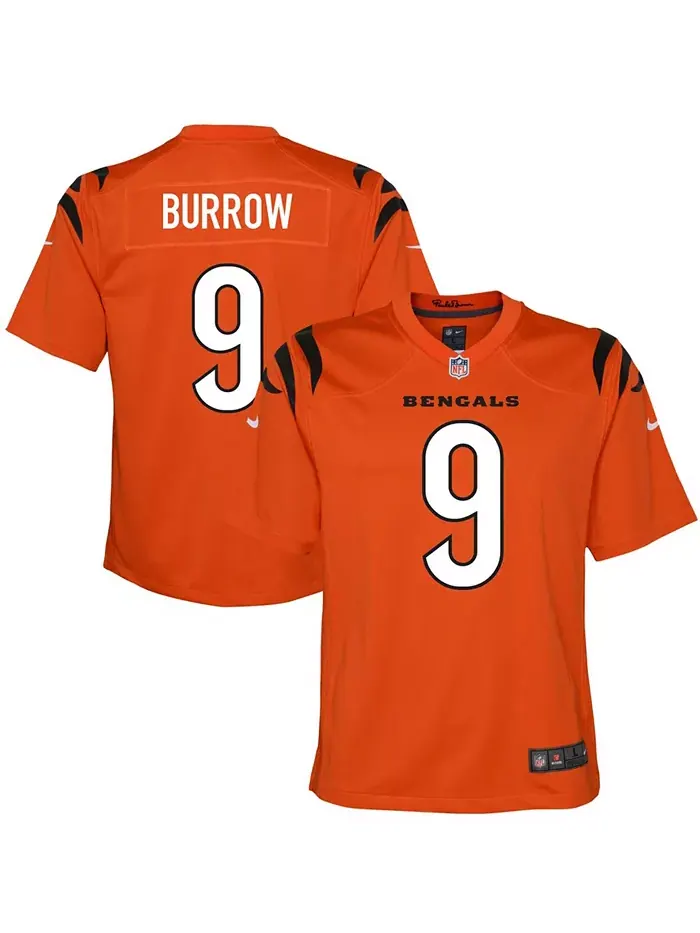 Джерси для игры Cincinnati Bengals Joe Burrow для старших мальчиков и девочек Nike — изображение 1 из 5, оранжевый