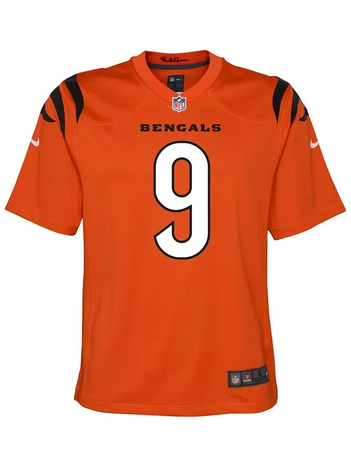 Джерси для игры Cincinnati Bengals Joe Burrow для старших мальчиков и девочек Nike — изображение 3 из 5, оранжевый