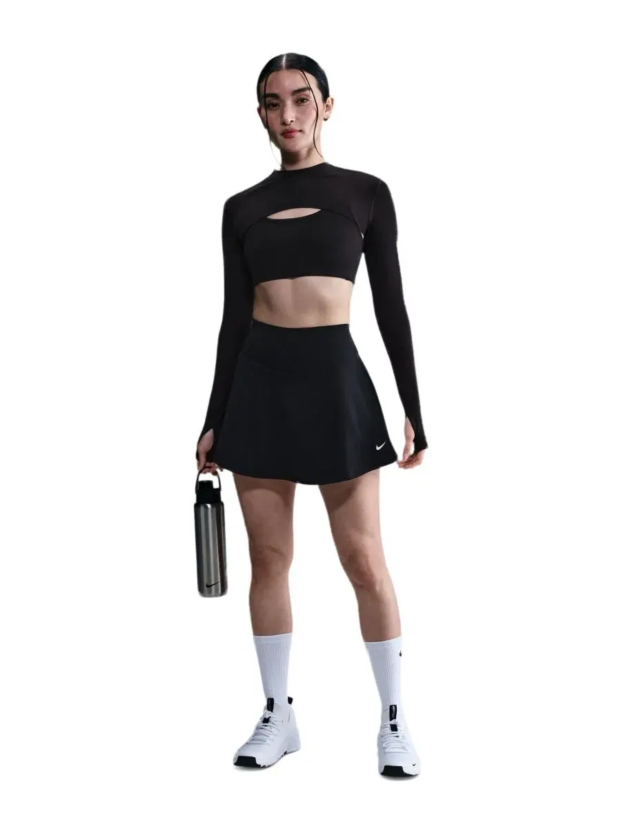 Женская юбка Dri-Fit с логотипом Swoosh Nike — изображение 1 из 5, черный/белый