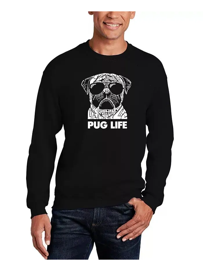 Мужская толстовка с круглым вырезом Pug Life Word Art LA Pop Art — изображение 1 из 2, черный