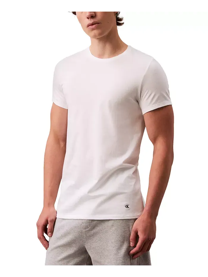 Мужские хлопковые классические футболки с круглым вырезом, 5 штук Calvin Klein — изображение 2 из 4, белый