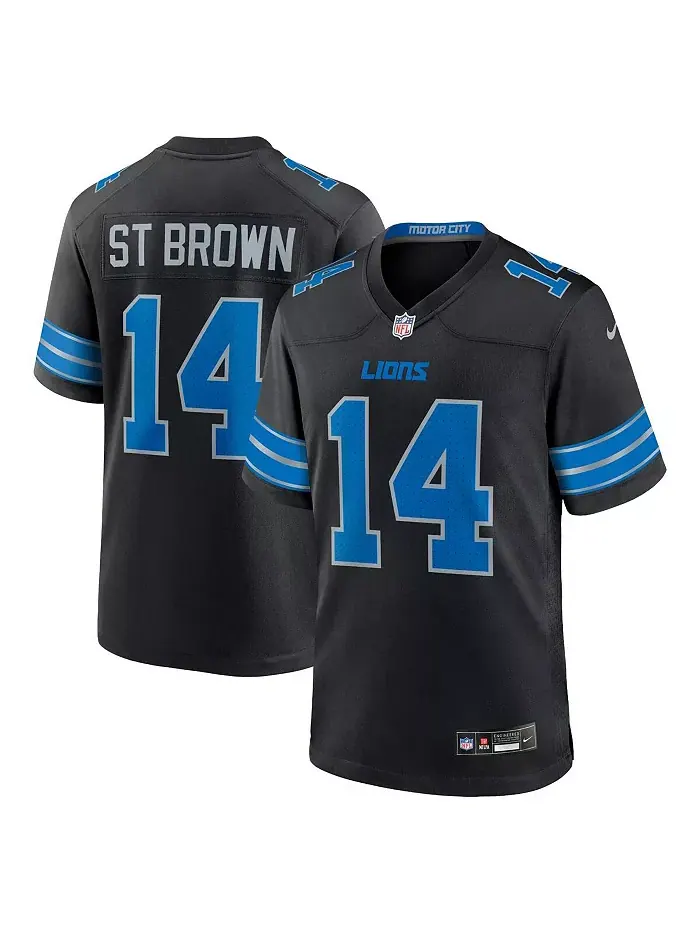 Мужская игровая джерси Amon-Ra St. Brown Detroit Lions 2nd Alternate Nike — изображение 1 из 3, черный