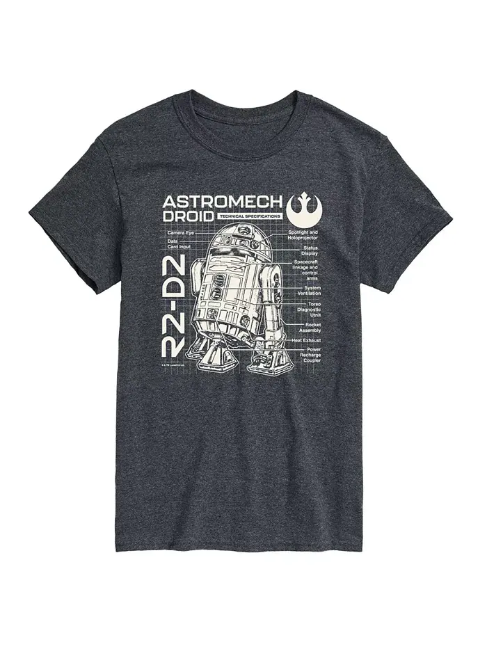 Мужская футболка с коротким рукавом Star Wars Astromech Droid AIRWAVES — изображение 1 из 3, серый