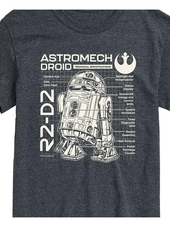 Мужская футболка с коротким рукавом Star Wars Astromech Droid AIRWAVES — изображение 2 из 3, серый
