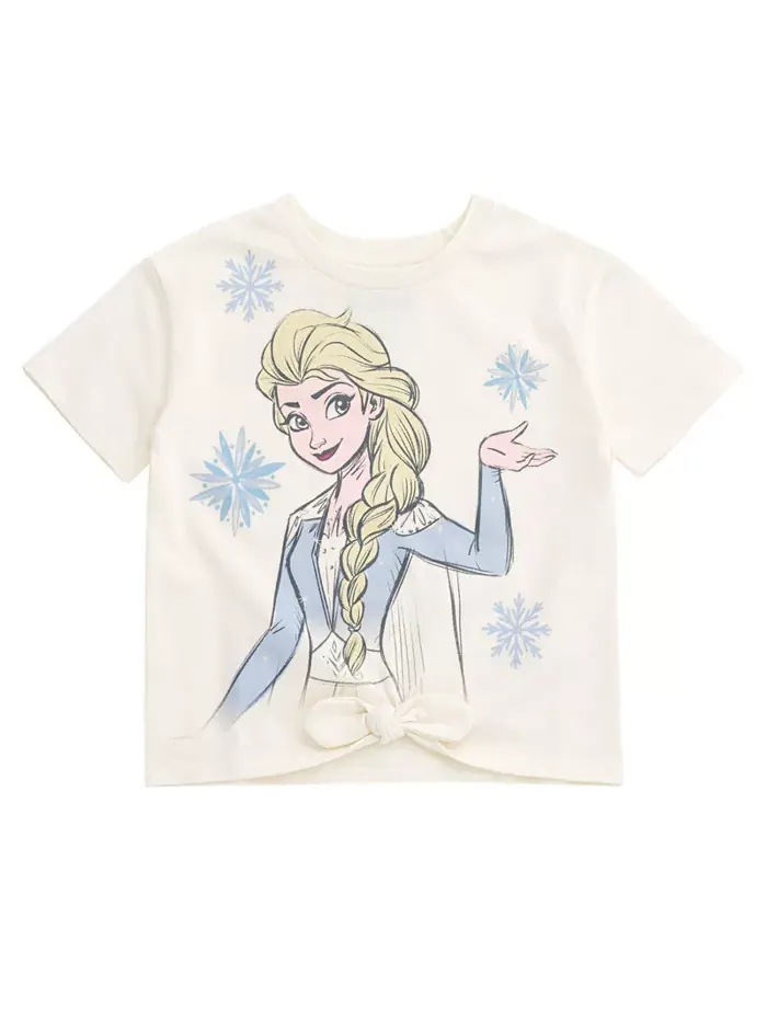 Детский комплект из футболки и шорт Disney Queen Elsa для девочек Frozen — изображение 3 из 7, белый/бледный синий
