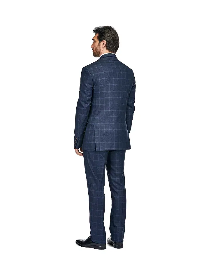Мужской трехкомпонентный костюм в клетку Windowpane Slim Fit Gino Vitale — изображение 3 из 4, синий